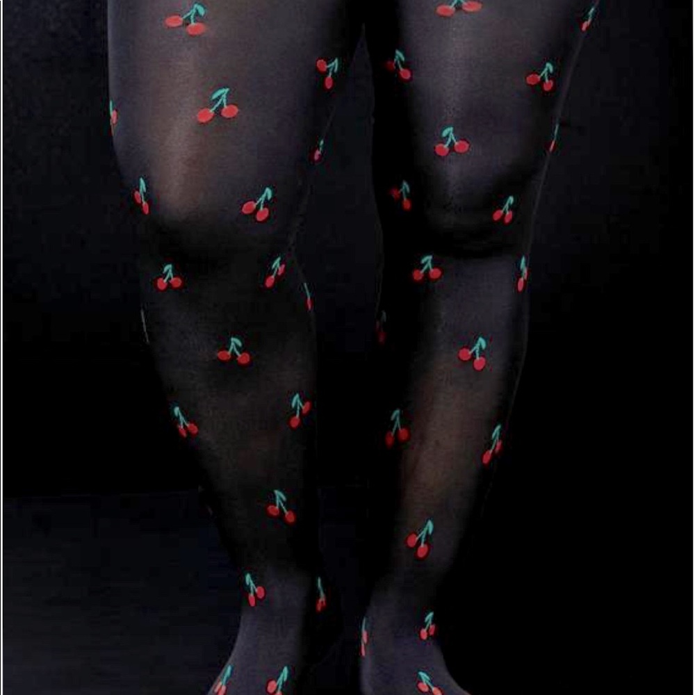 Torrid Betsey Johnson Cherry Print & Black Tights